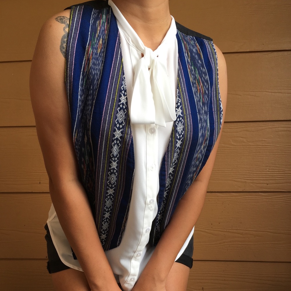 Blue boho patterned vest!